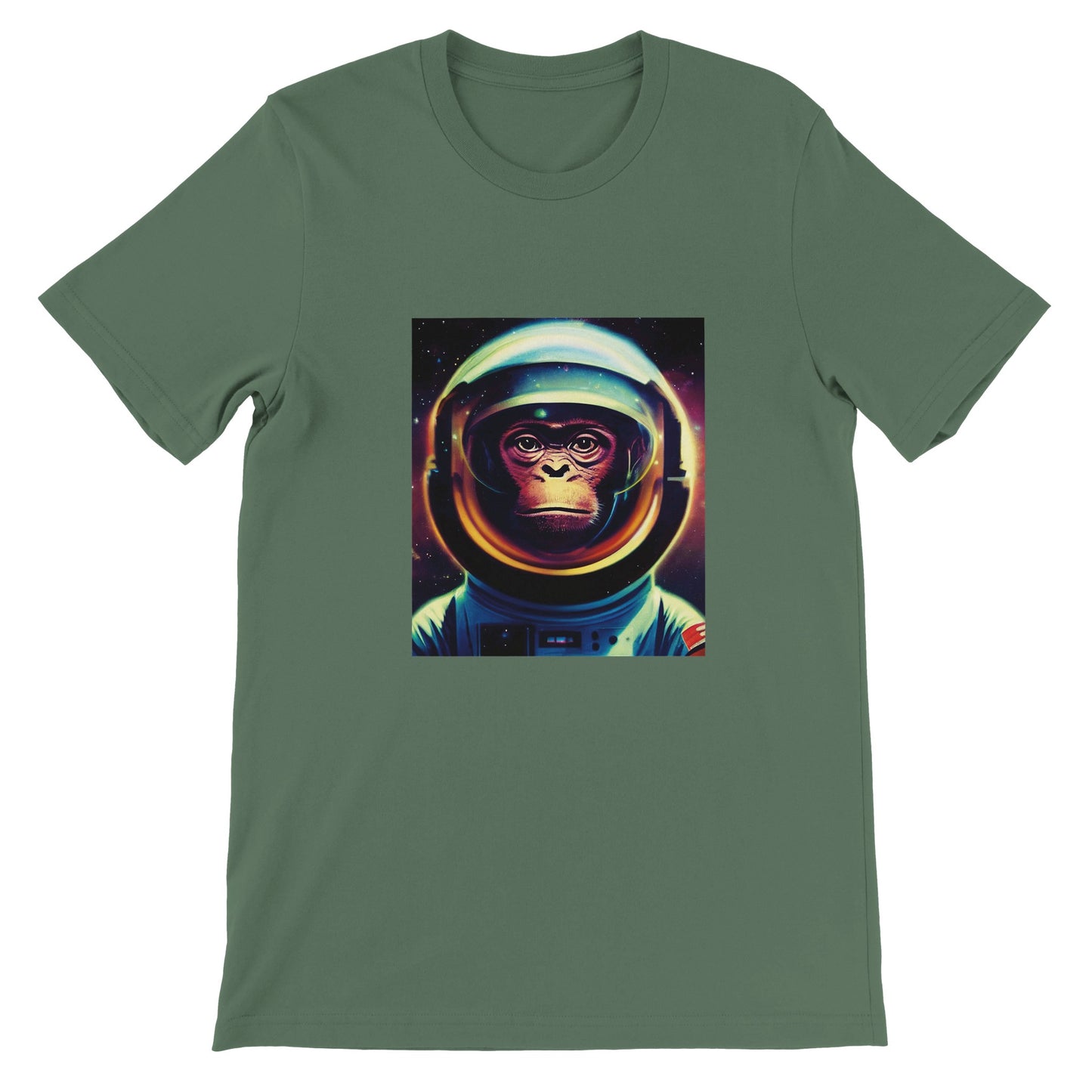 Budget Unisex Crewneck T-shirt/Monkey-Astronaut