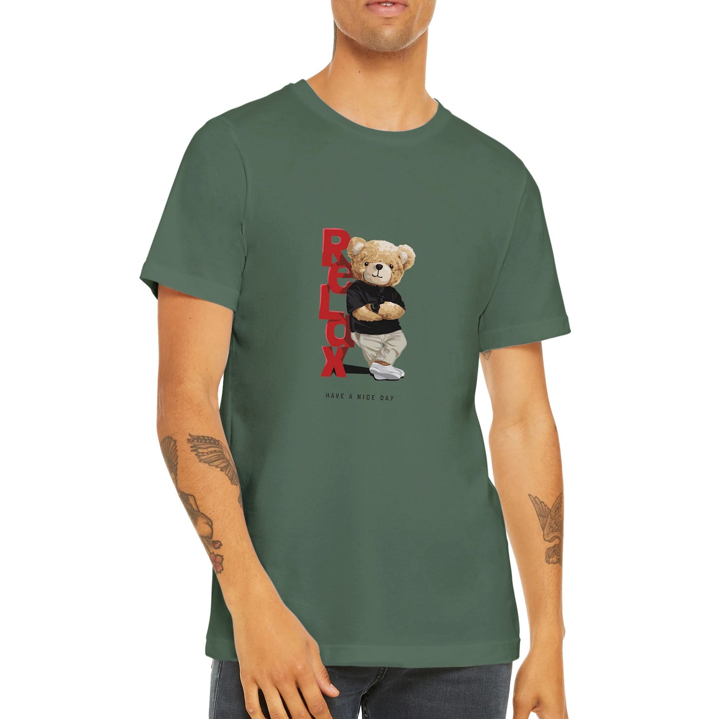 Budget Unisex Crewneck T-shirt/Teddy-Bear-Relax