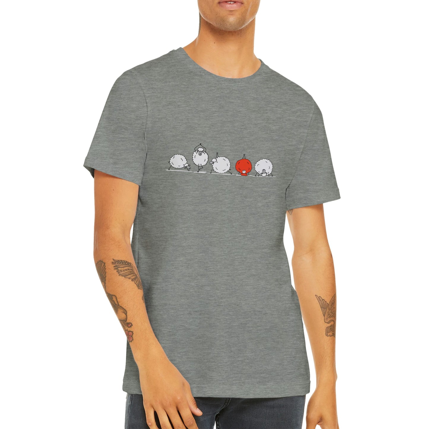 Budget Unisex Crewneck T-shirt/Sheep-Yoga-Red