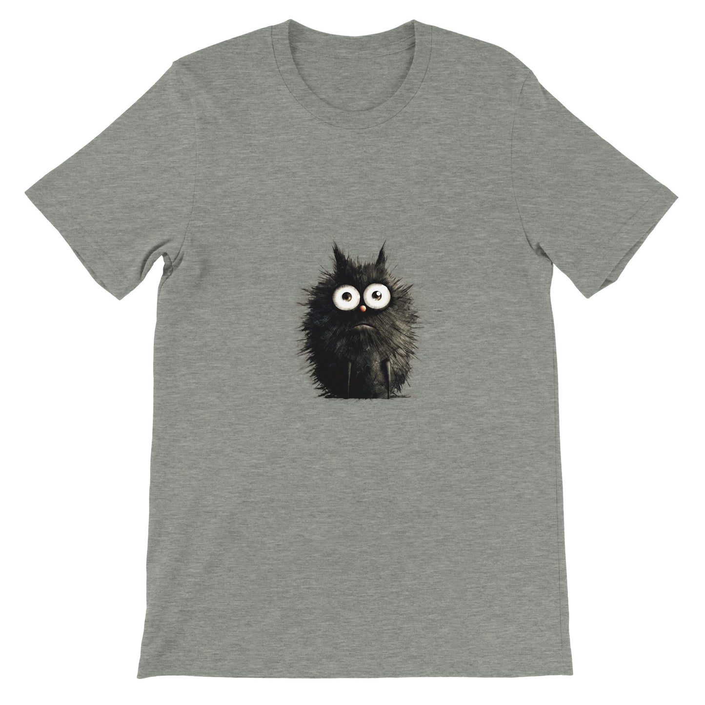 Budget Unisex Crewneck T-shirt/Funny-Hairy-Black-Cat