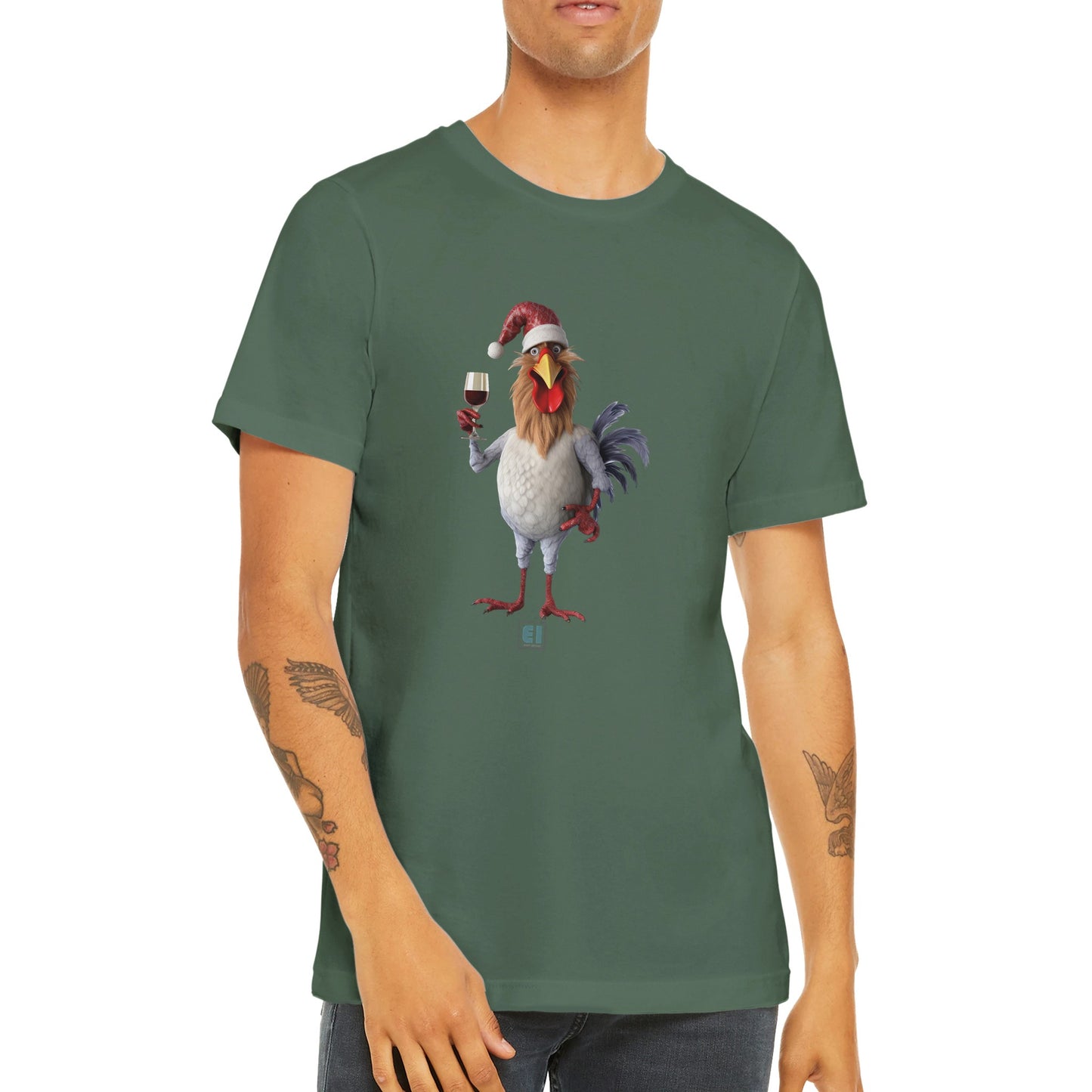 Budget Unisex Crewneck T-shirt/Rooster-Christmas