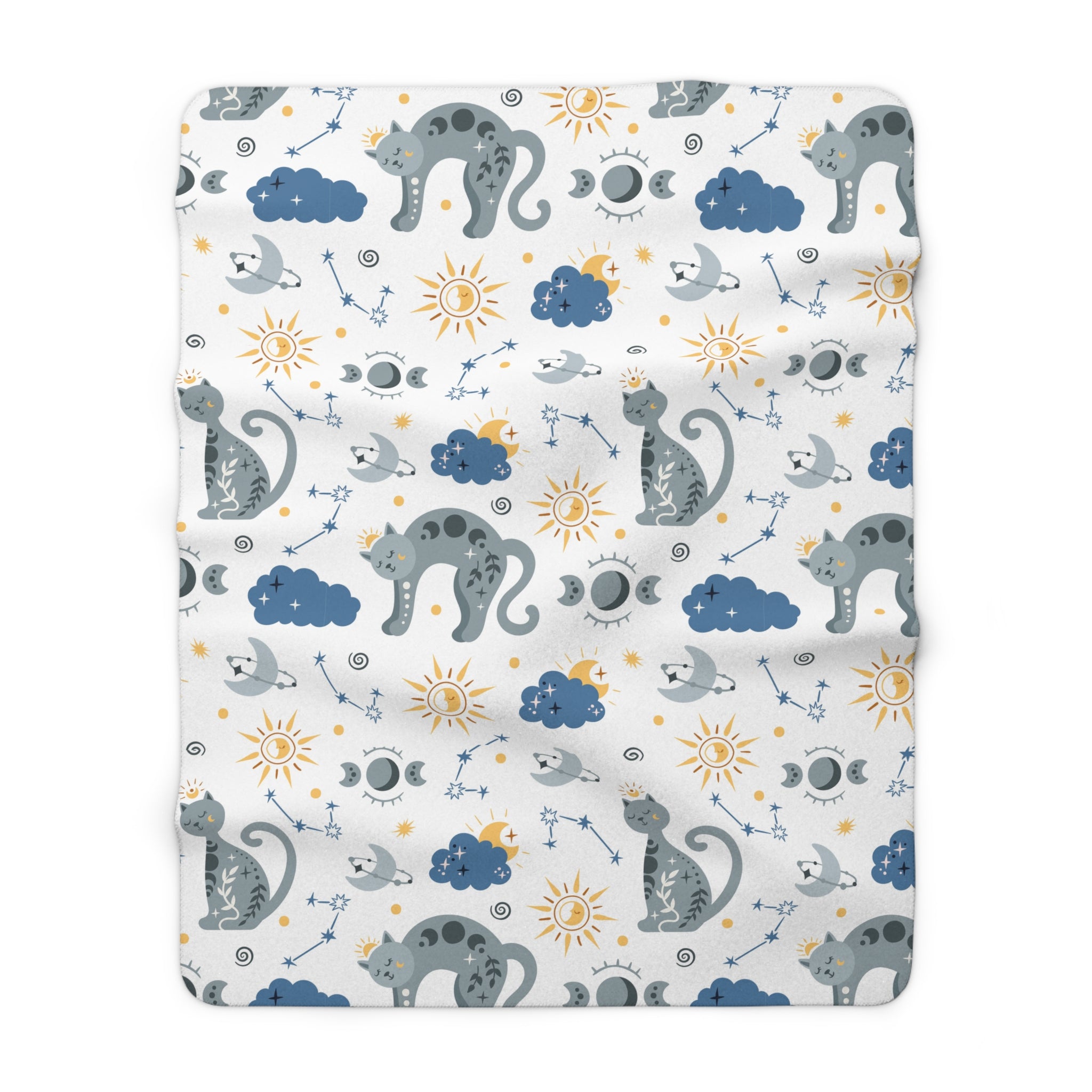 Boho Cat/Sherpa Fleece Blanket - Enet Images