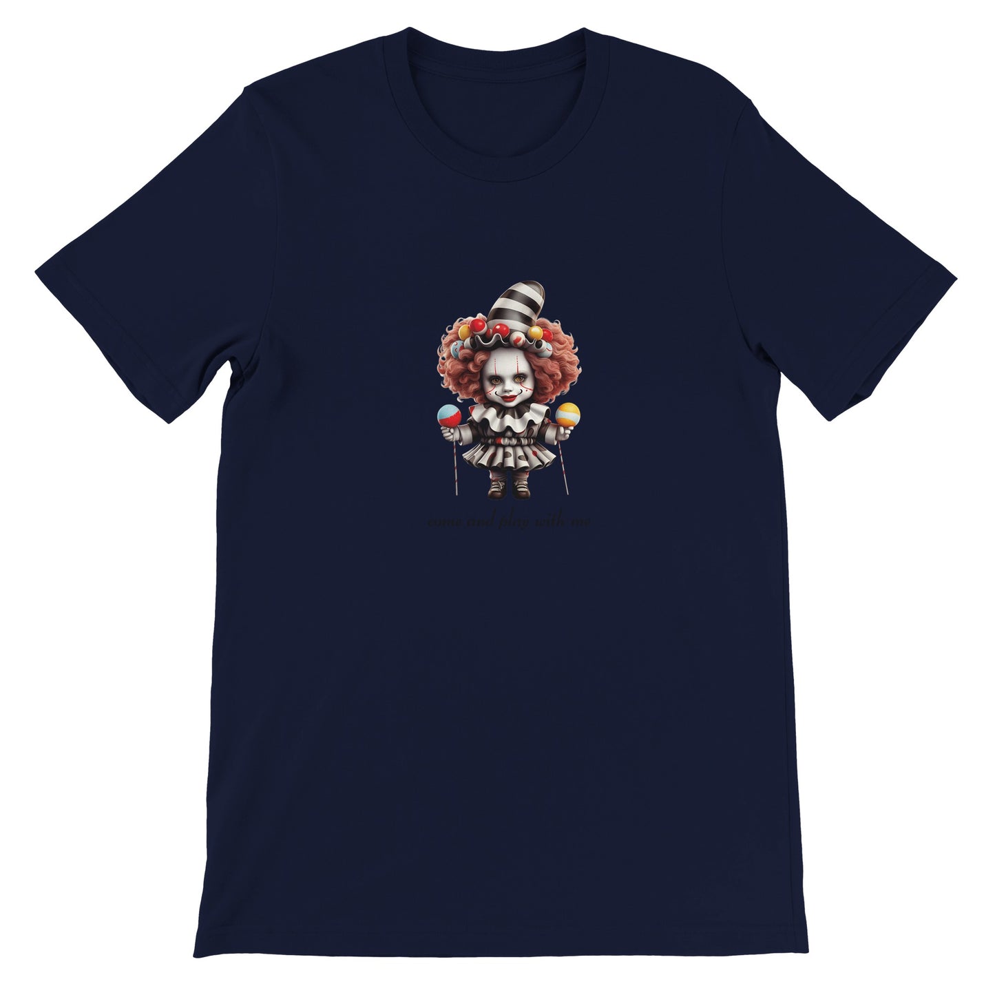 Günstiges Unisex-T-Shirt mit Rundhalsausschnitt/Creepy-Halloween-Puppe