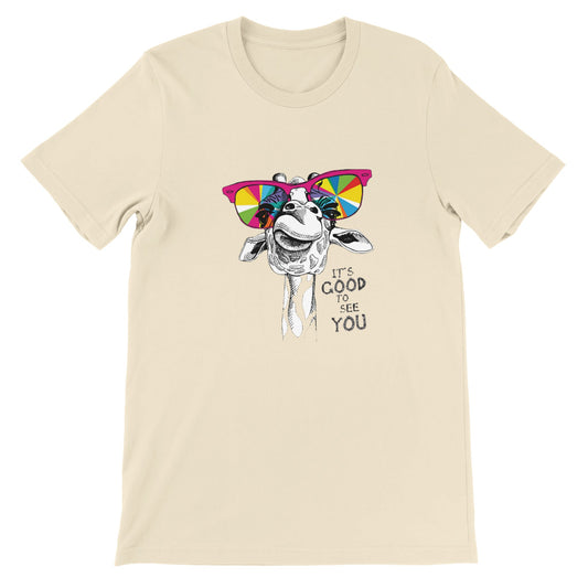 Budget Unisex Crewneck T-shirt/Giraffe-Sunglasses