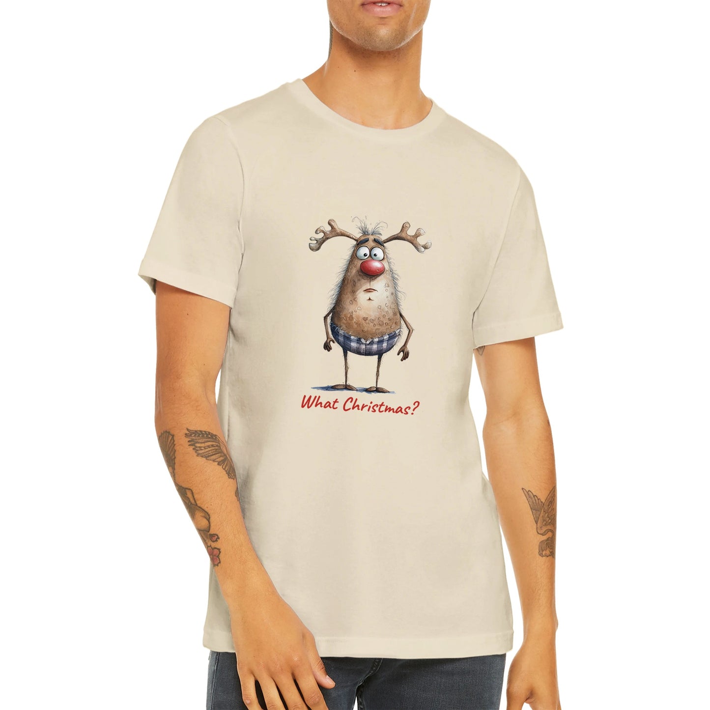 Budget Unisex Crewneck T-shirt/Deer-What-Christmas