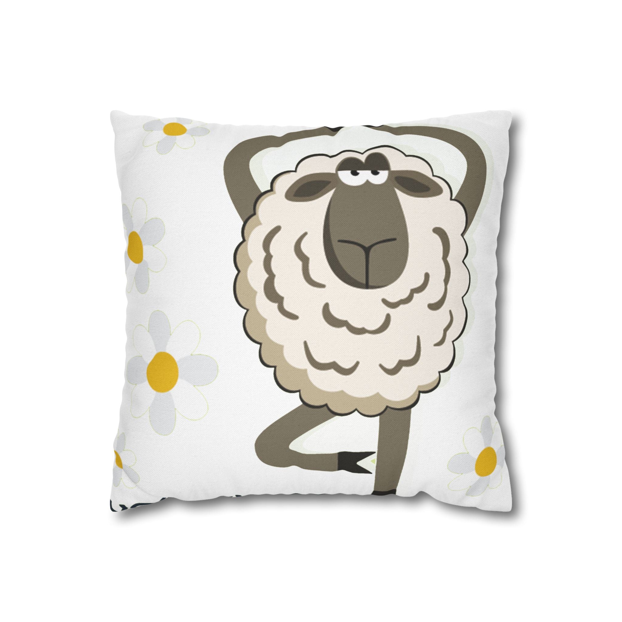 Yoga Sheep Decorative Pillowcase — Whimsical Farm Animal Throw Pillow Cover - Enet Images