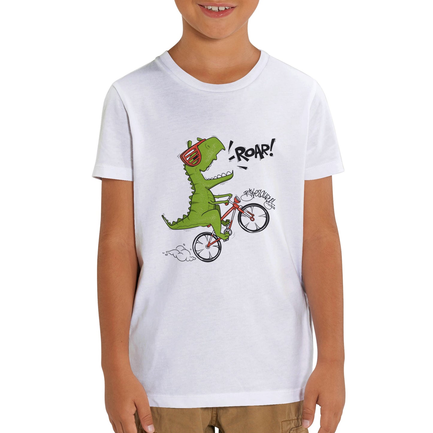 Organic Kids Crewneck T-shirt/Dino-Roar