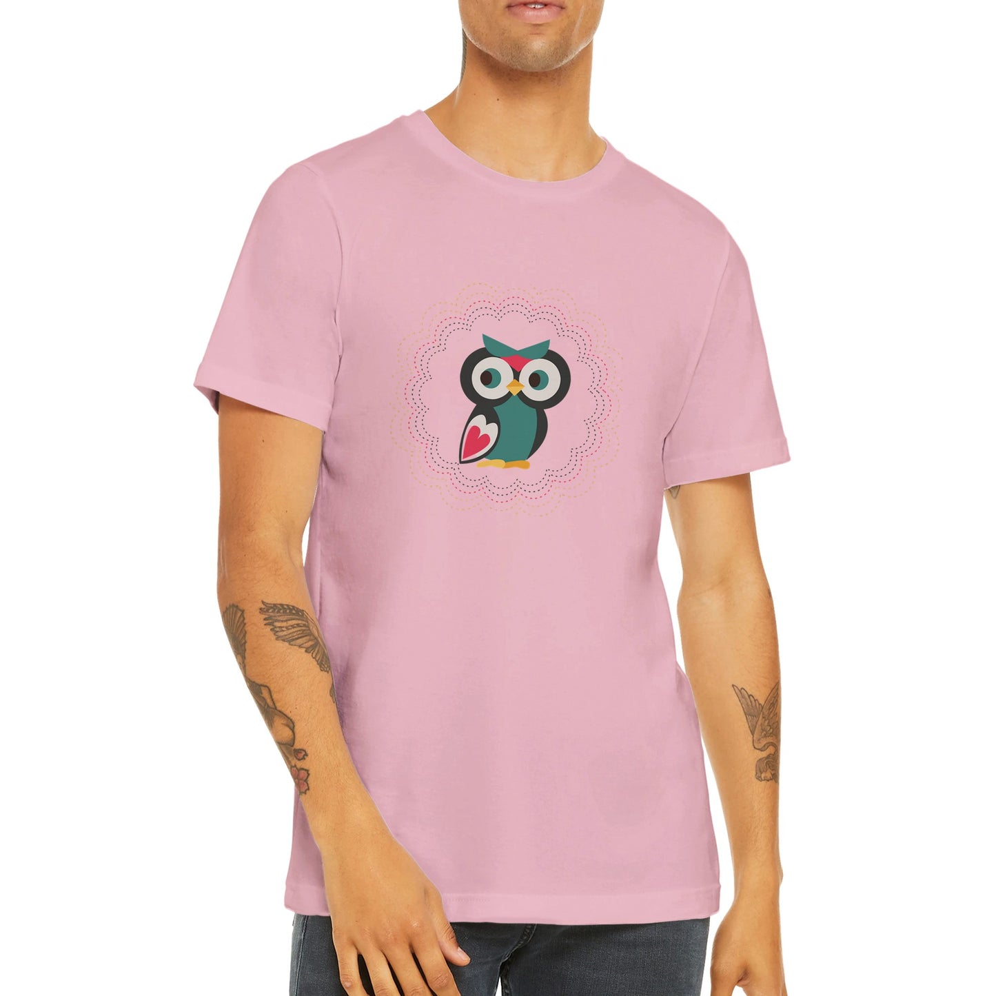 Budget Unisex Crewneck T-shirt/Cute-Colorful-Owl