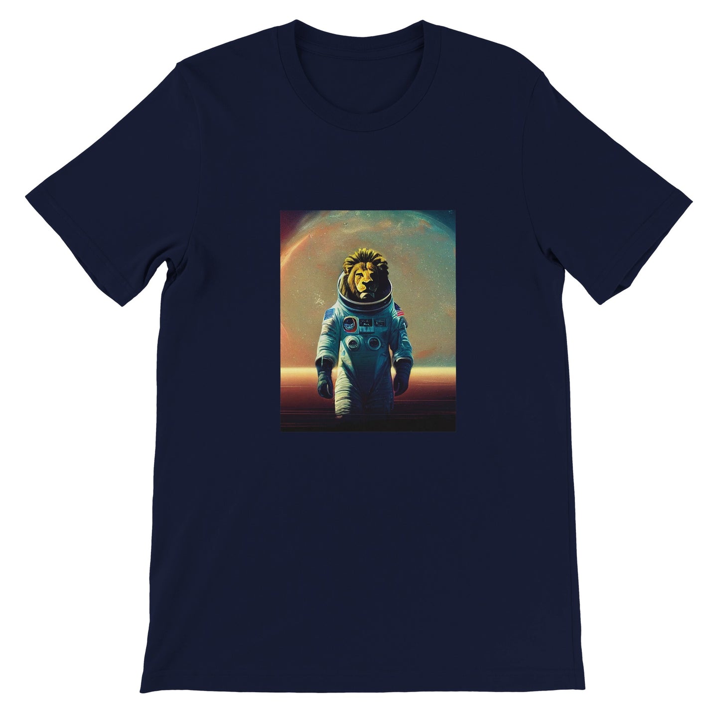 Budget Unisex Crewneck T-shirt/Lion-Astronaut