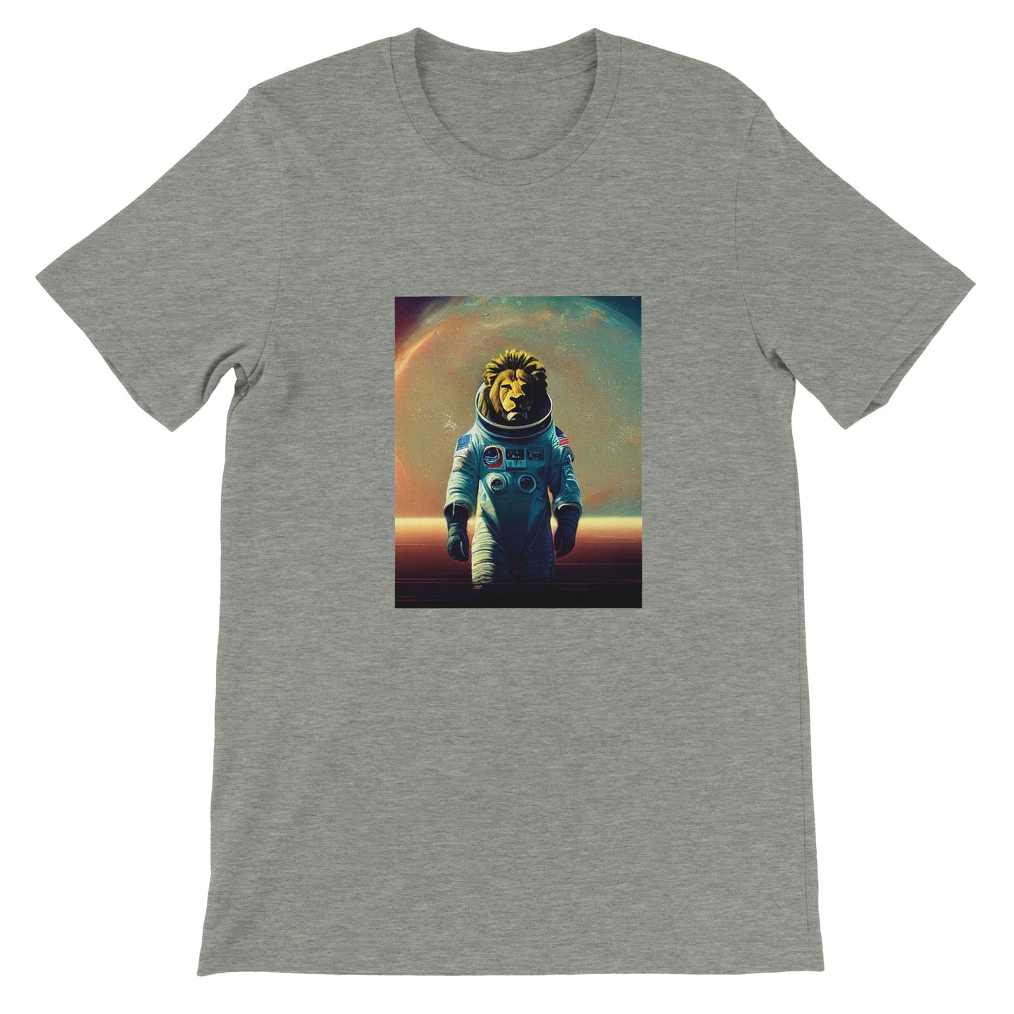 Budget Unisex Crewneck T-shirt/Lion-Astronaut