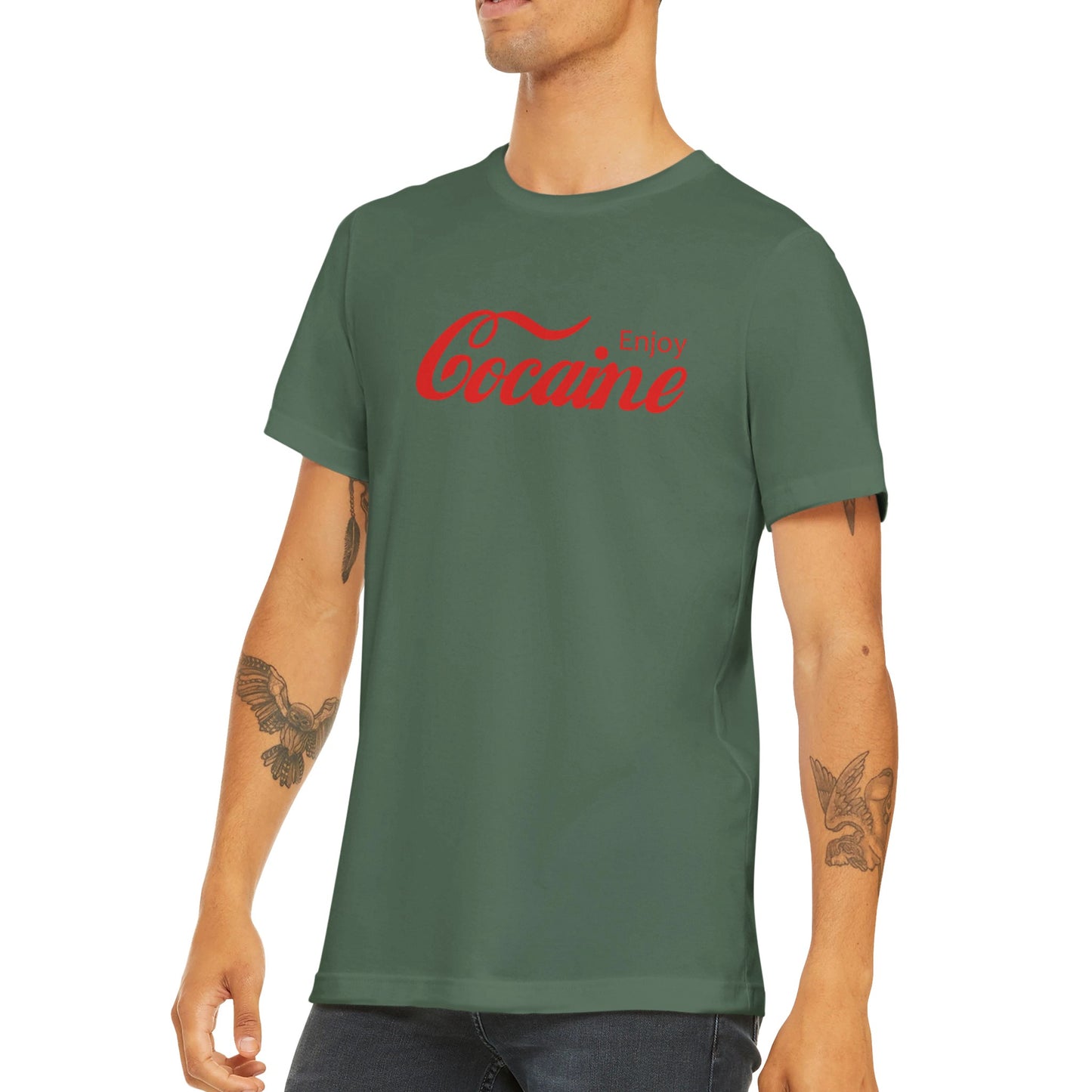Budget Unisex Crewneck T-shirt/Kokain-Genießen-Lustig