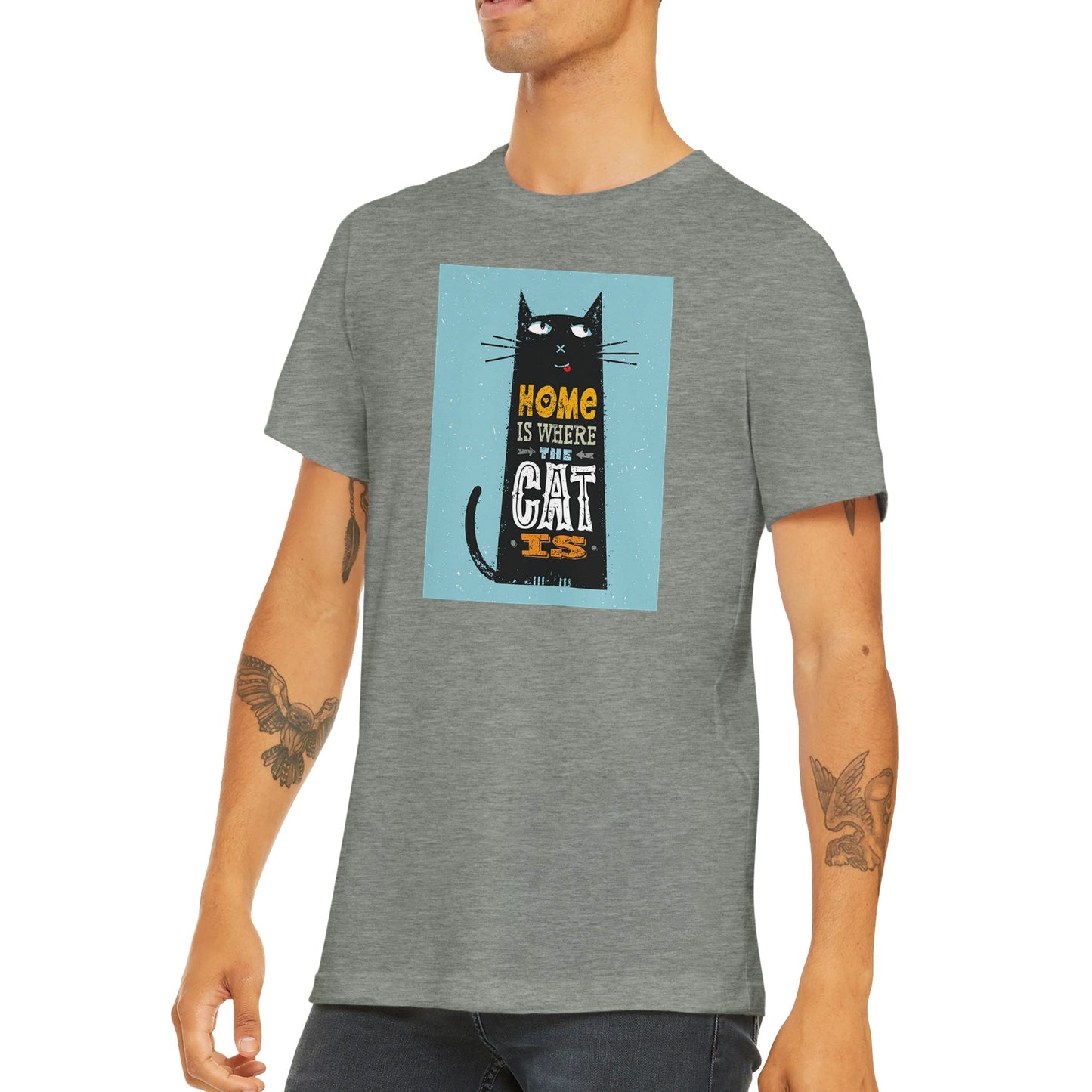 Budget Unisex Crewneck T-shirt/Home-Is-Where-The-Cat-Is