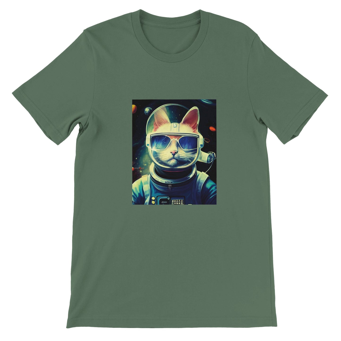 Budget Unisex Crewneck T-shirt/Cat-Astronaut