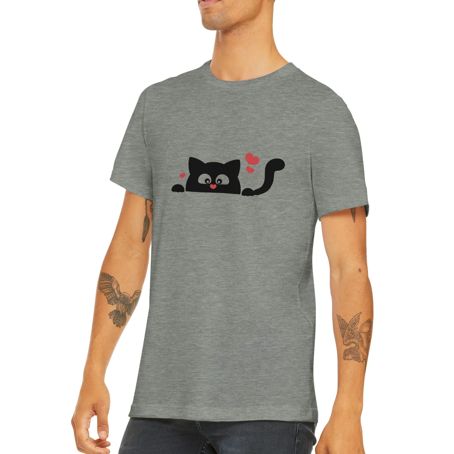 Budget Unisex Crewneck T-shirt/Black-Cat-Love