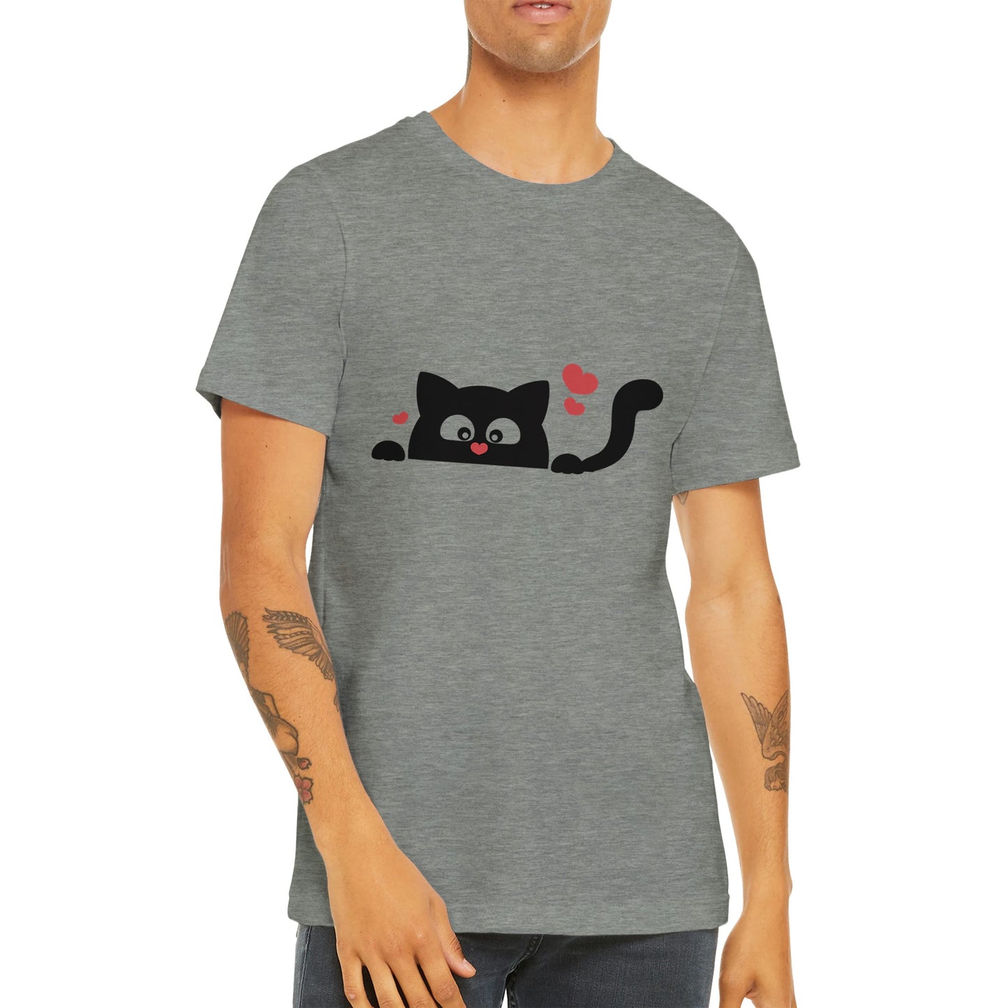 Budget Unisex Crewneck T-shirt/Black-Cat-Love