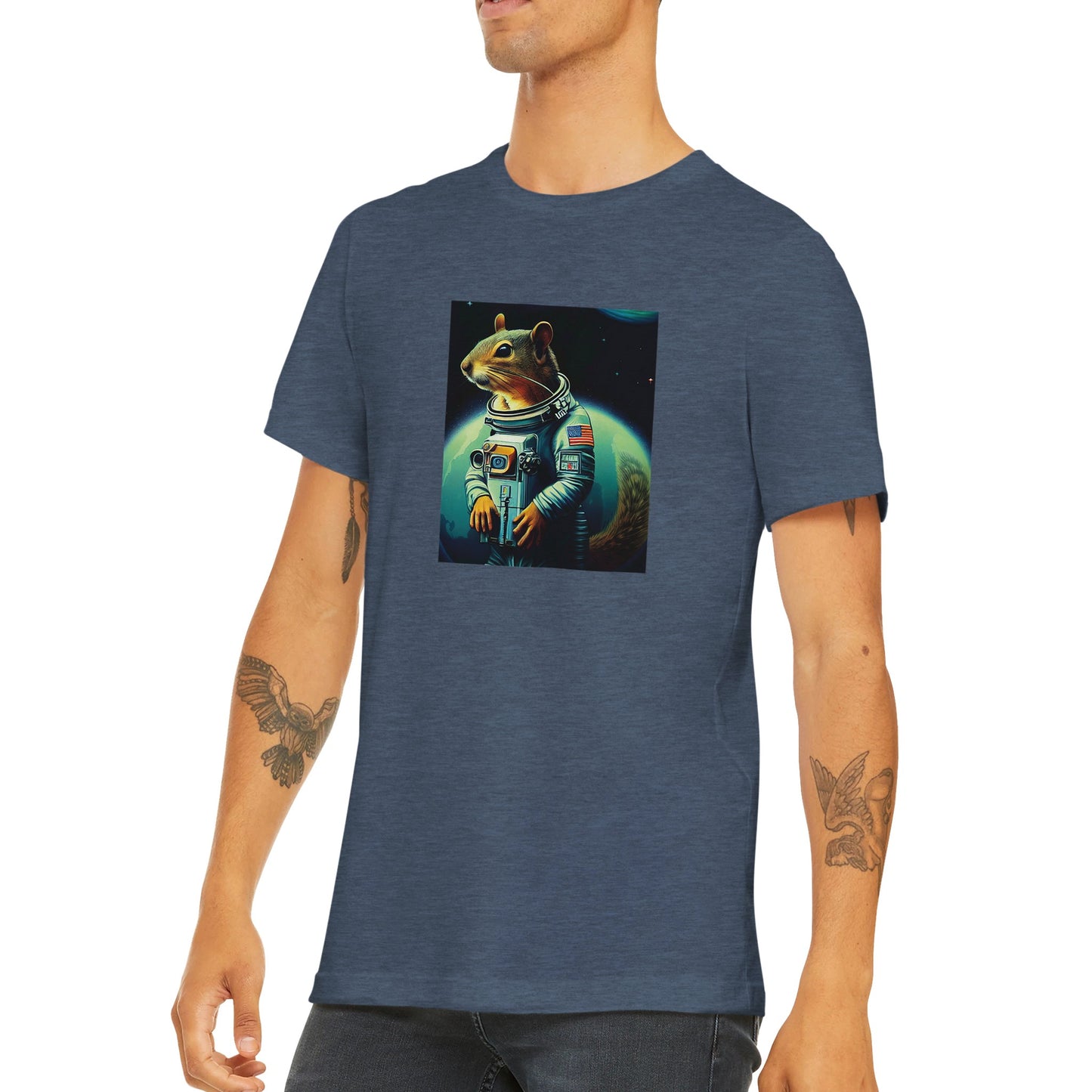 Budget Unisex Crewneck T-shirt/Squirrel-Astronaut