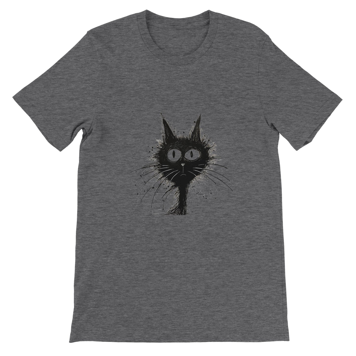 Budget Unisex Crewneck T-shirt/Funny-Hairy-Black-Cat-Face