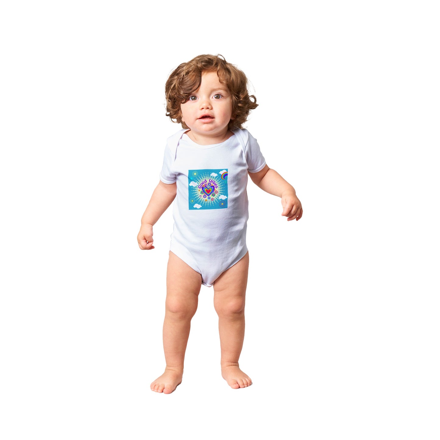 Organic cotton baby bodysuit/Good-Vibes-Only - Classic