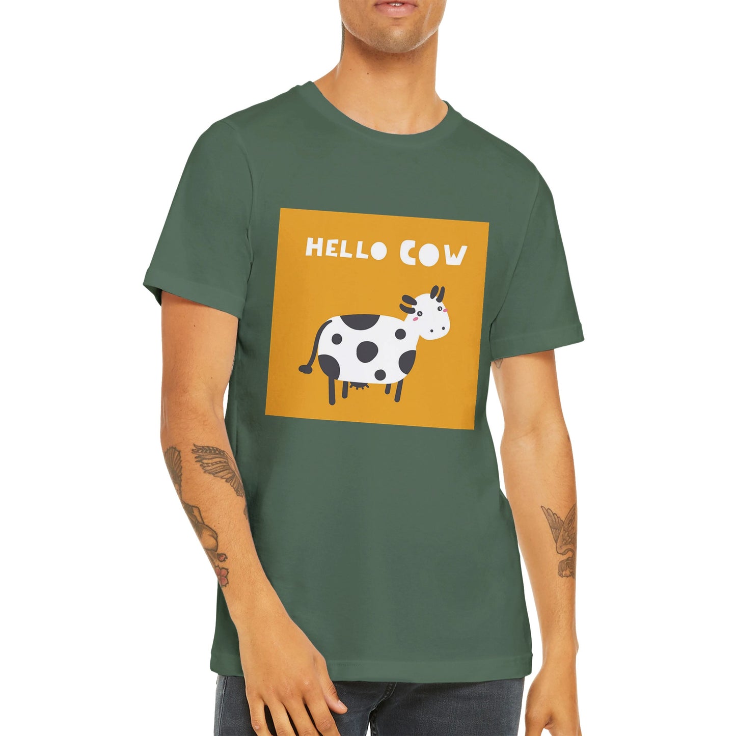 Budget Unisex Crewneck T-shirt/Hello-Cow