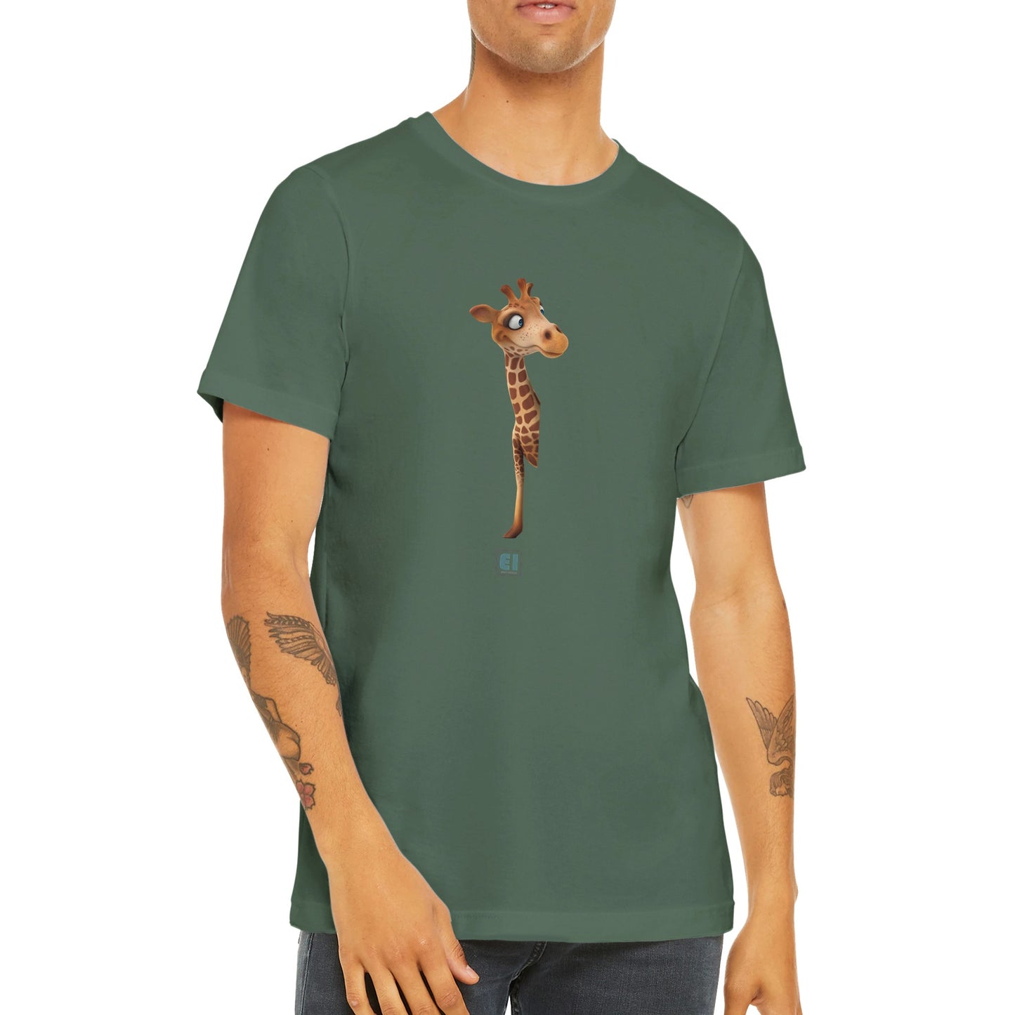 Budget Unisex Crewneck T-shirt/Giraffe-Hiding