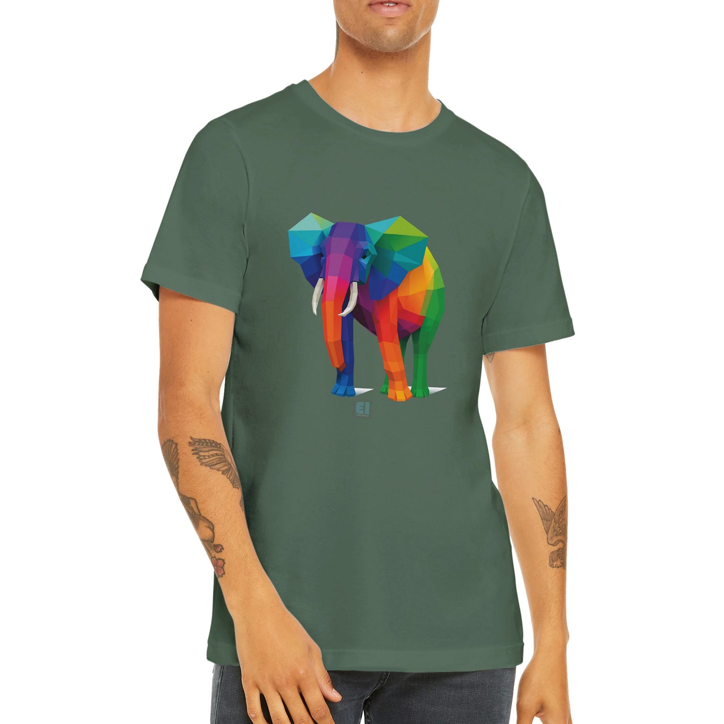 Budget Unisex Crewneck T-shirt/Elephant-Colorful