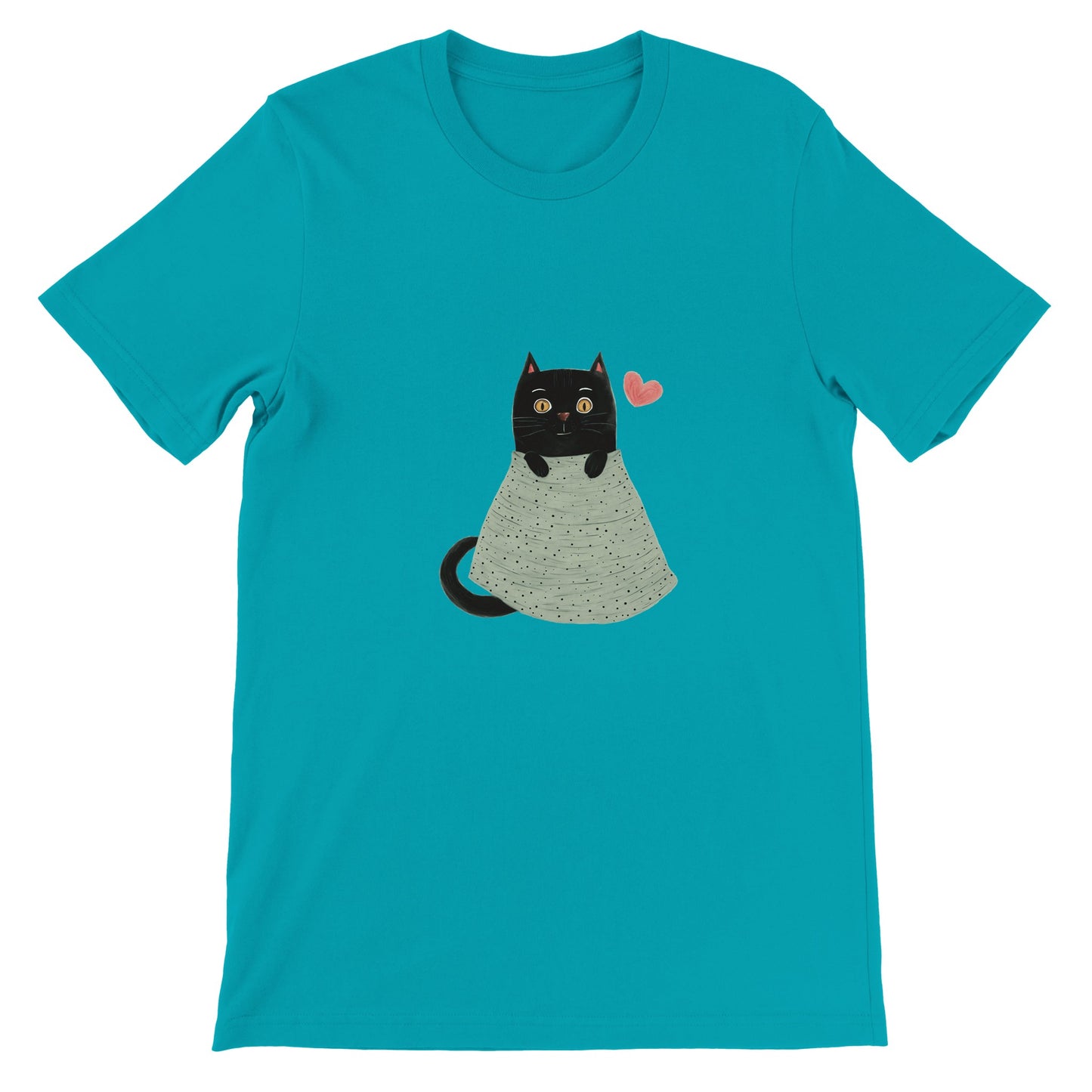 Budget Unisex Crewneck T-shirt/Cute-Black-Cat