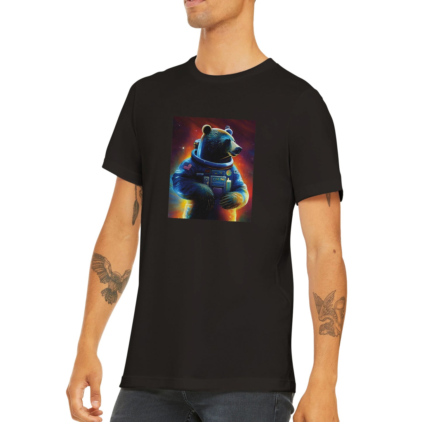 Budget Unisex Crewneck T-shirt/Bear-Astronaut