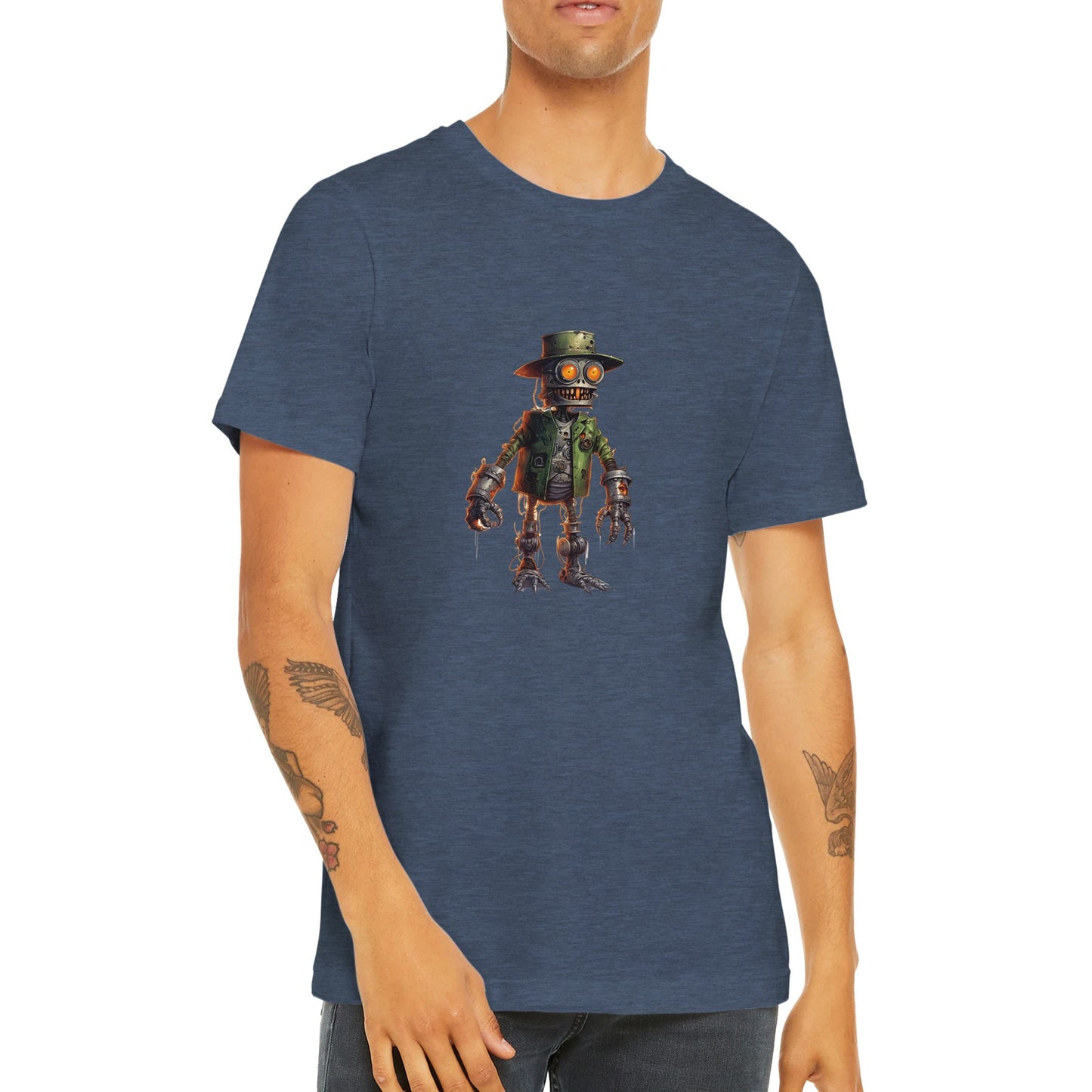 Budget Unisex Crewneck T-shirt/Creepy-Robot2-Halloween