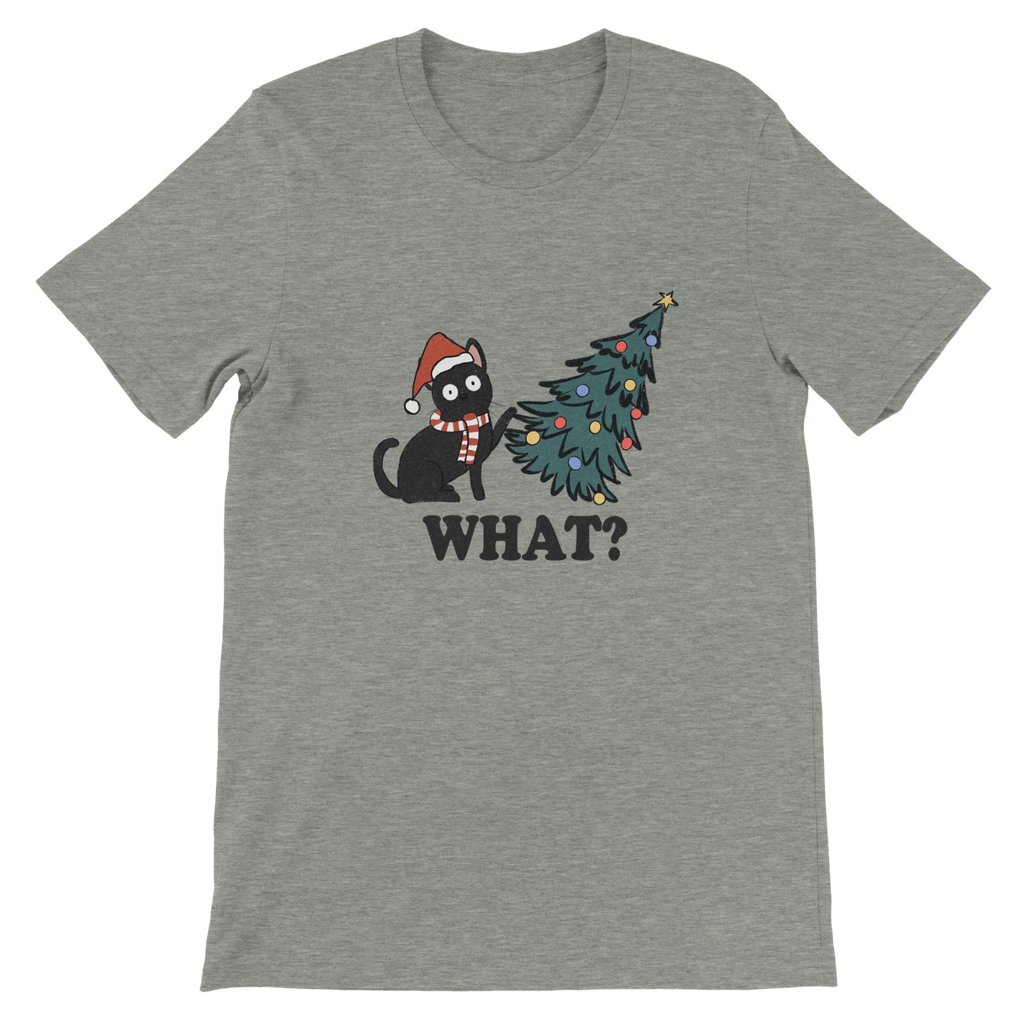 Budget Unisex Crewneck T-shirt/Cat-Christmastree-What