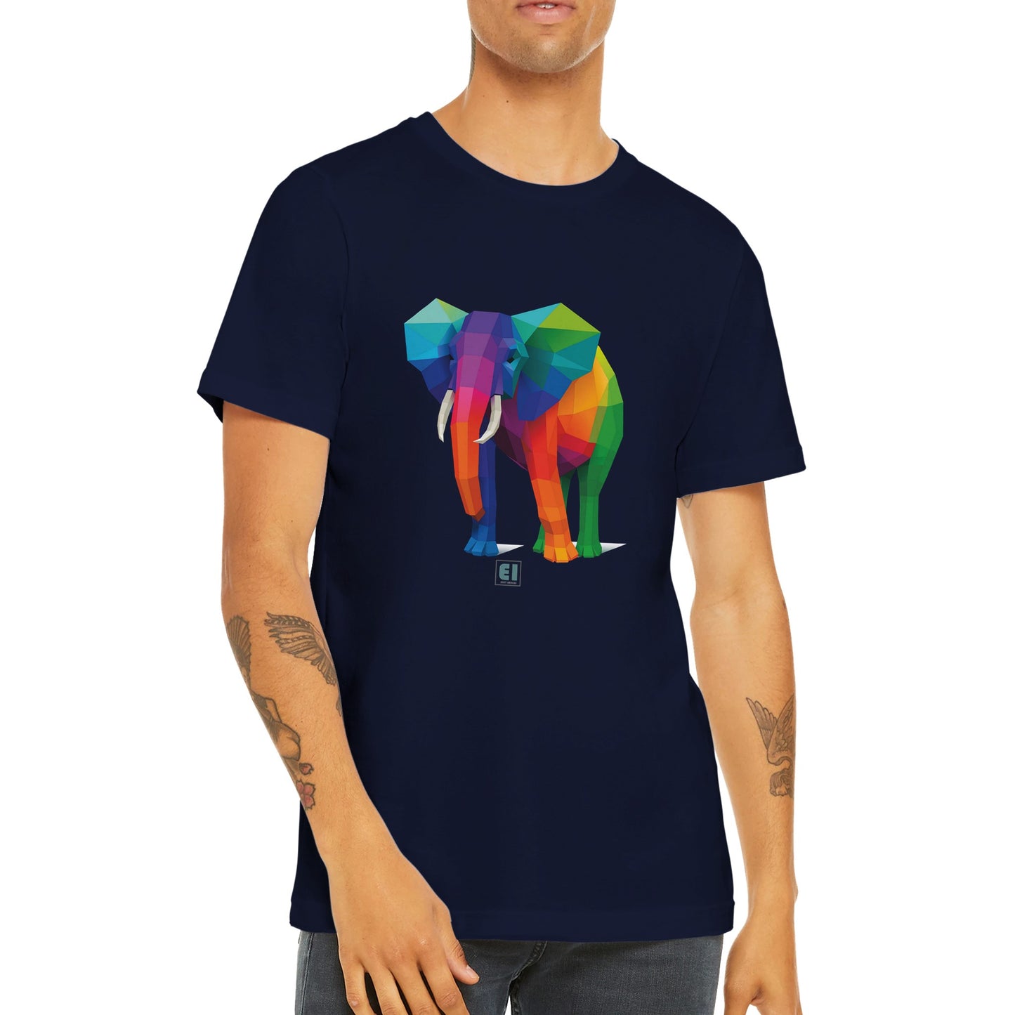 Budget Unisex Crewneck T-shirt/Elephant-Colorful