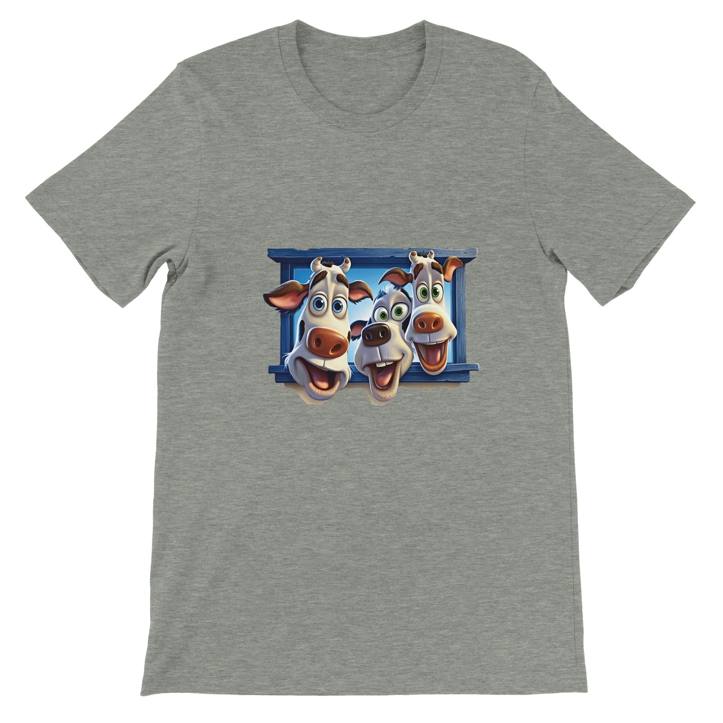 Budget Unisex Crewneck T-shirt/Funny-Cows-Faces