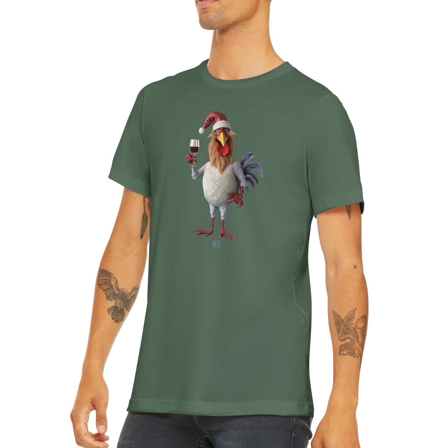 Budget Unisex Crewneck T-shirt/Rooster-Christmas