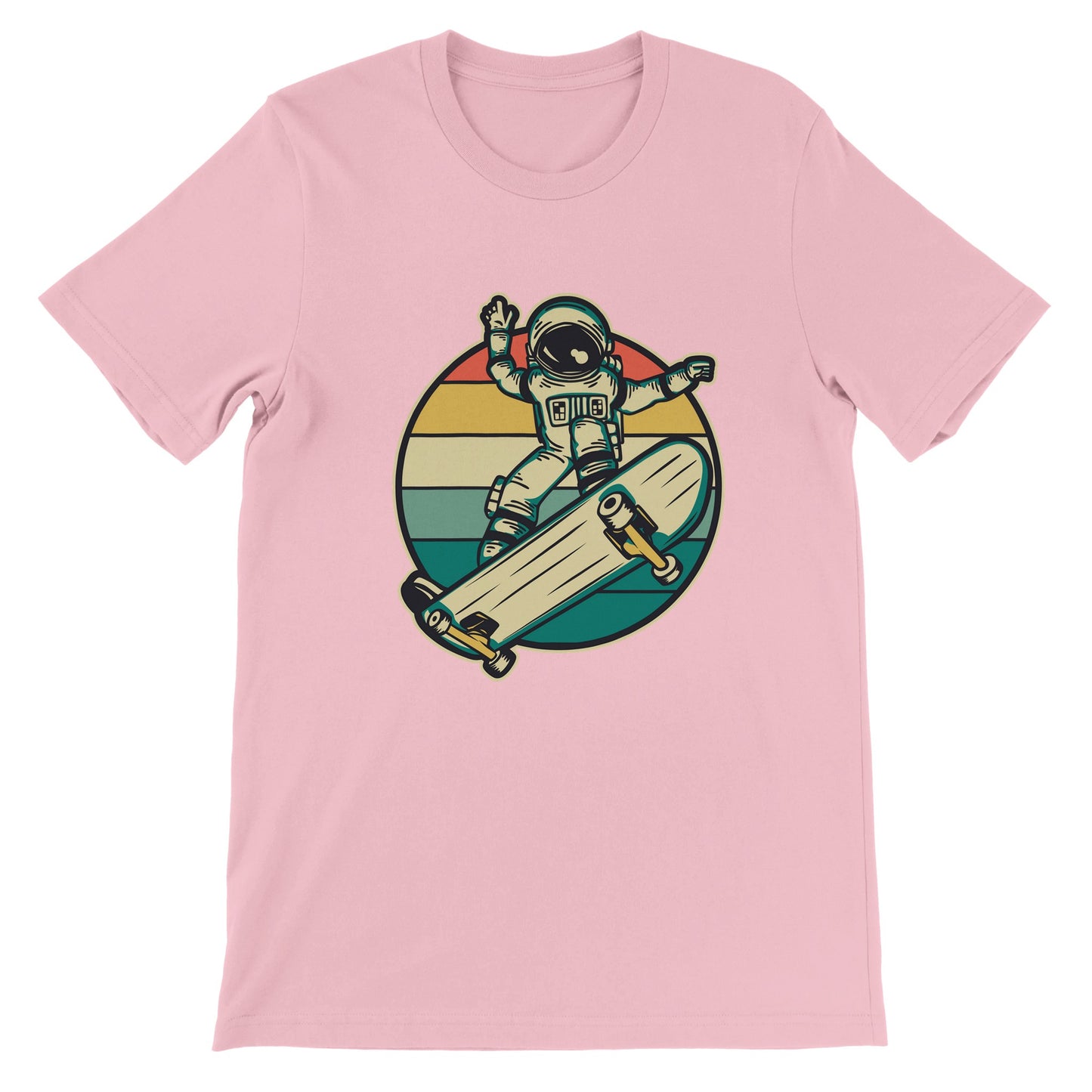 Budget Unisex Crewneck T-shirt/Astronaut-Skateboard-retro