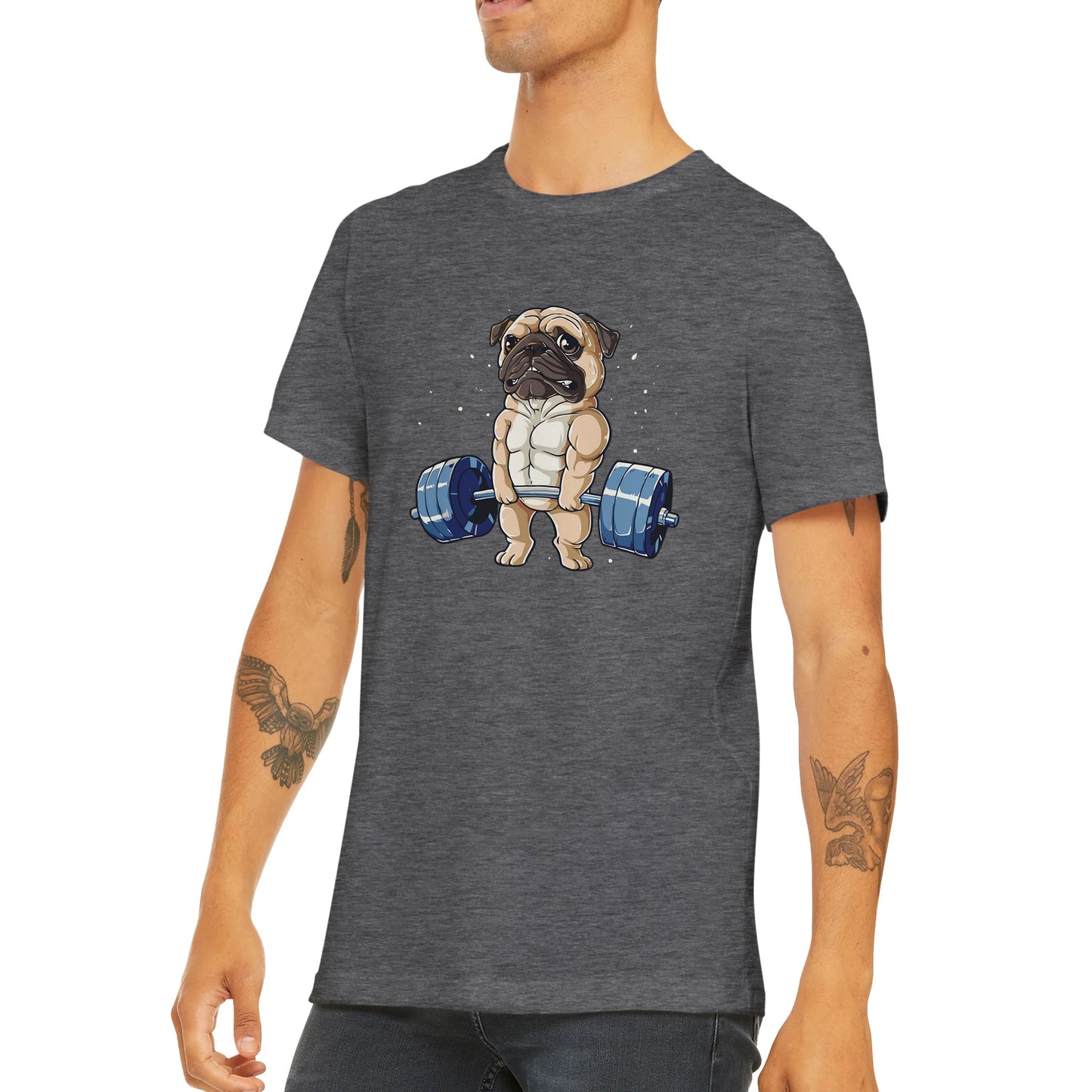 Budget Unisex Crewneck T-shirt/Pug-Weightlifting