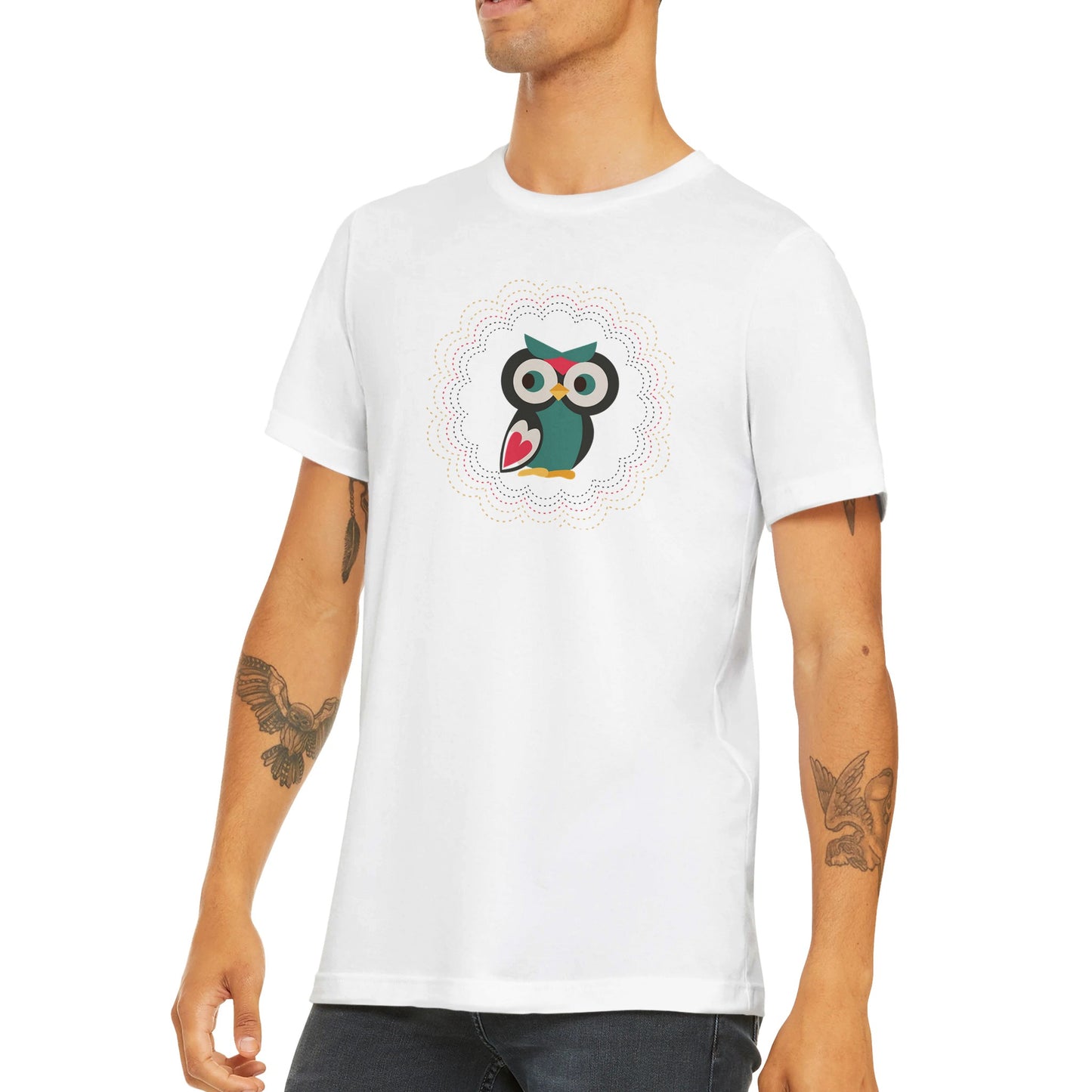 Budget Unisex Crewneck T-shirt/Cute-Colorful-Owl