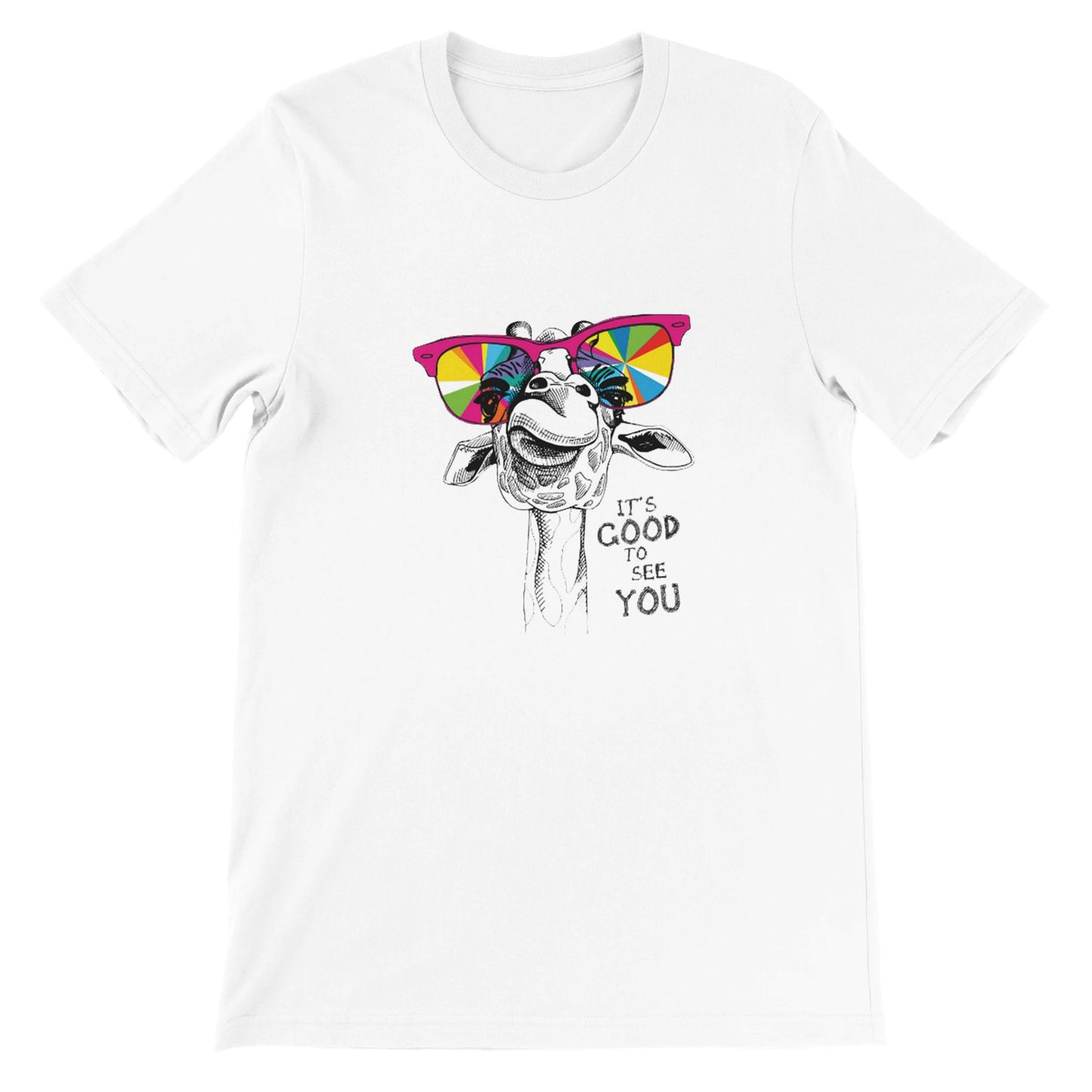 Budget Unisex Crewneck T-shirt/Giraffe-Sunglasses