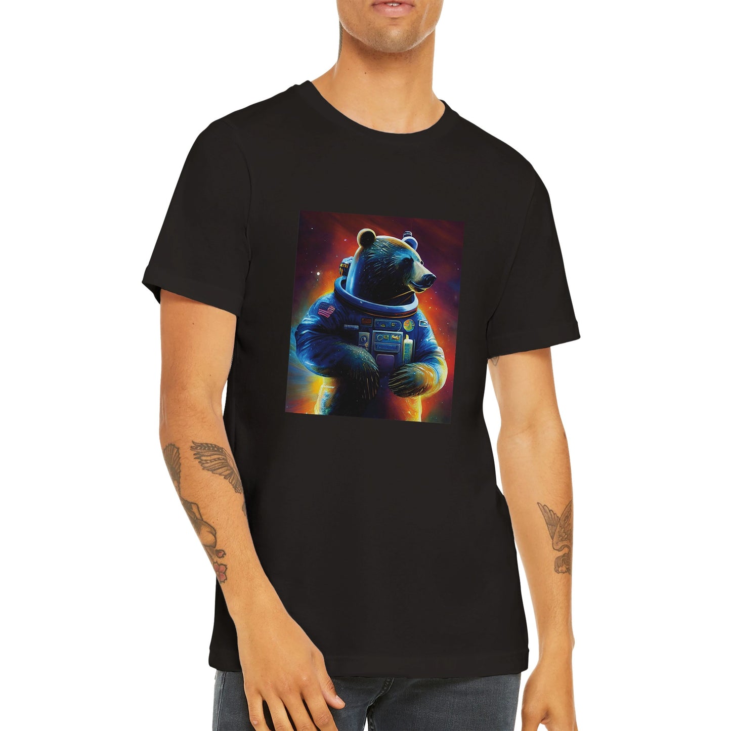 Budget Unisex Crewneck T-shirt/Bear-Astronaut