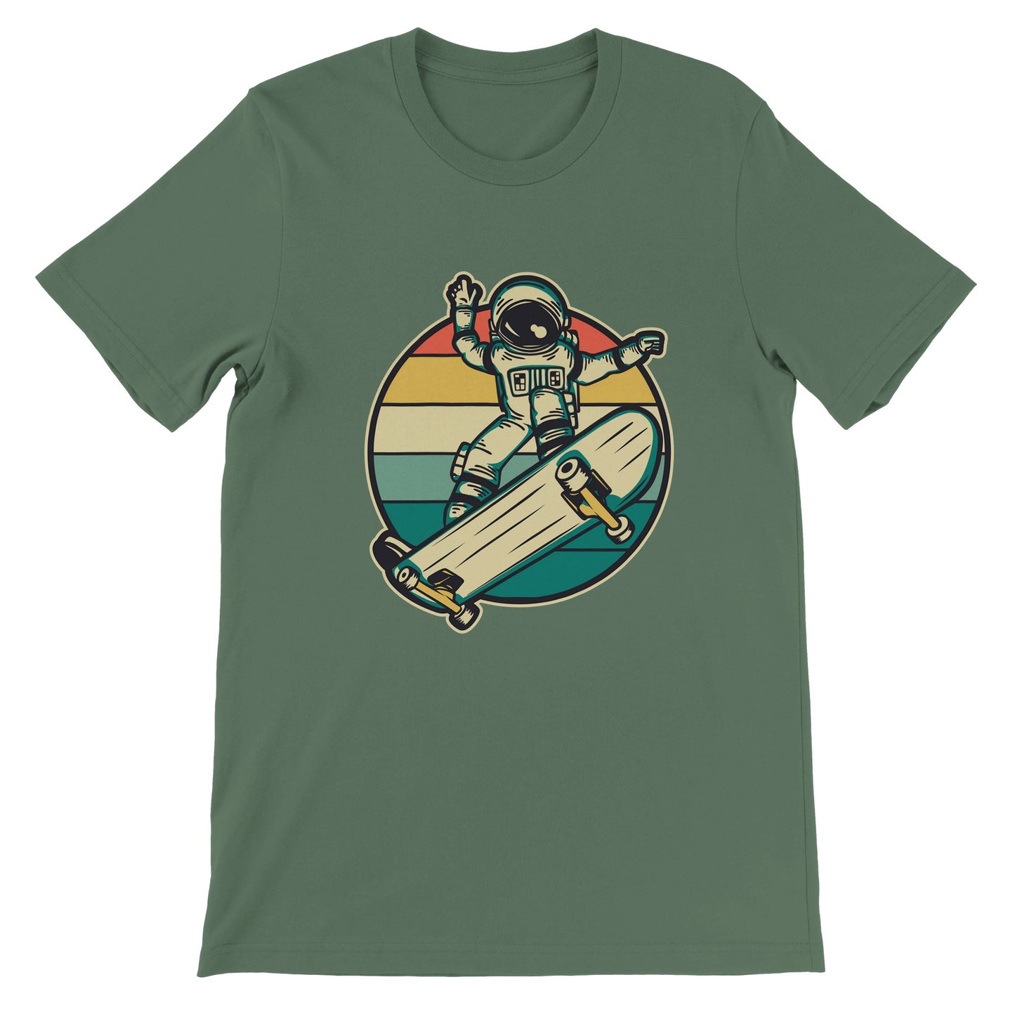 Budget Unisex Crewneck T-shirt/Astronaut-Skateboard-retro