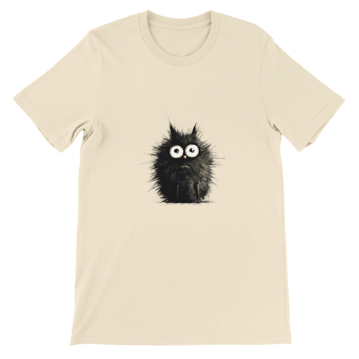 Budget Unisex Crewneck T-shirt/Funny-Hairy-Black-Cat