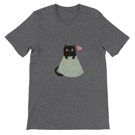 Budget Unisex Crewneck T-shirt/Cute-Black-Cat