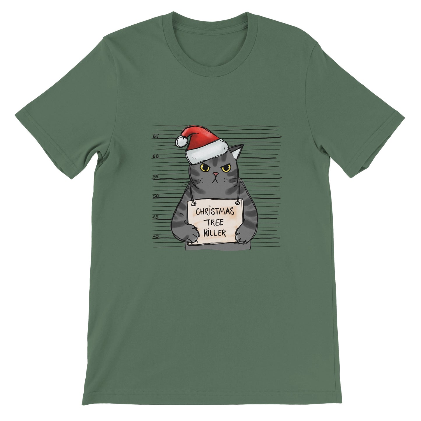 Budget Unisex Crewneck T-shirt/Cat-Christmas Tree-Killer