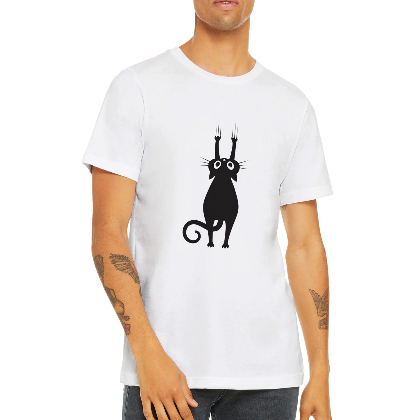 Budget Unisex Crewneck T-shirt/Cat-Hanging