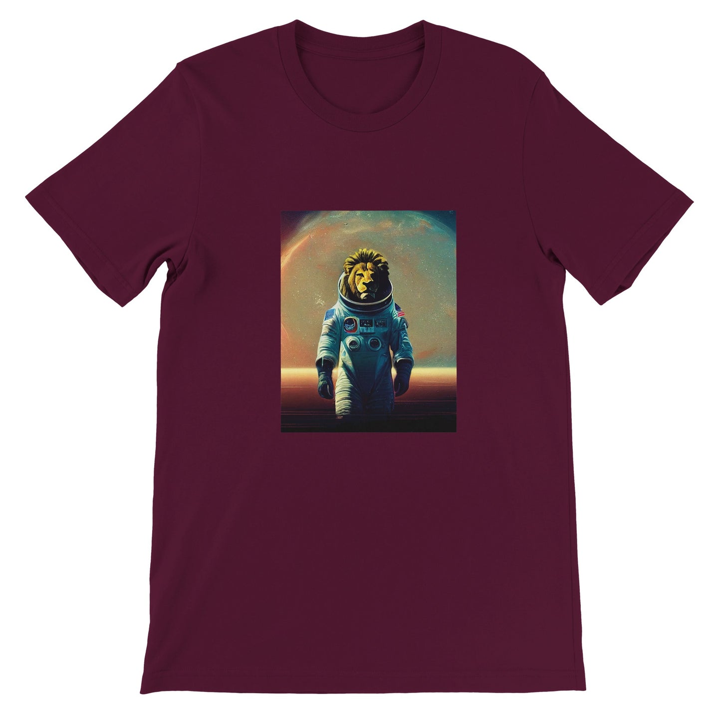 Budget Unisex Crewneck T-shirt/Lion-Astronaut