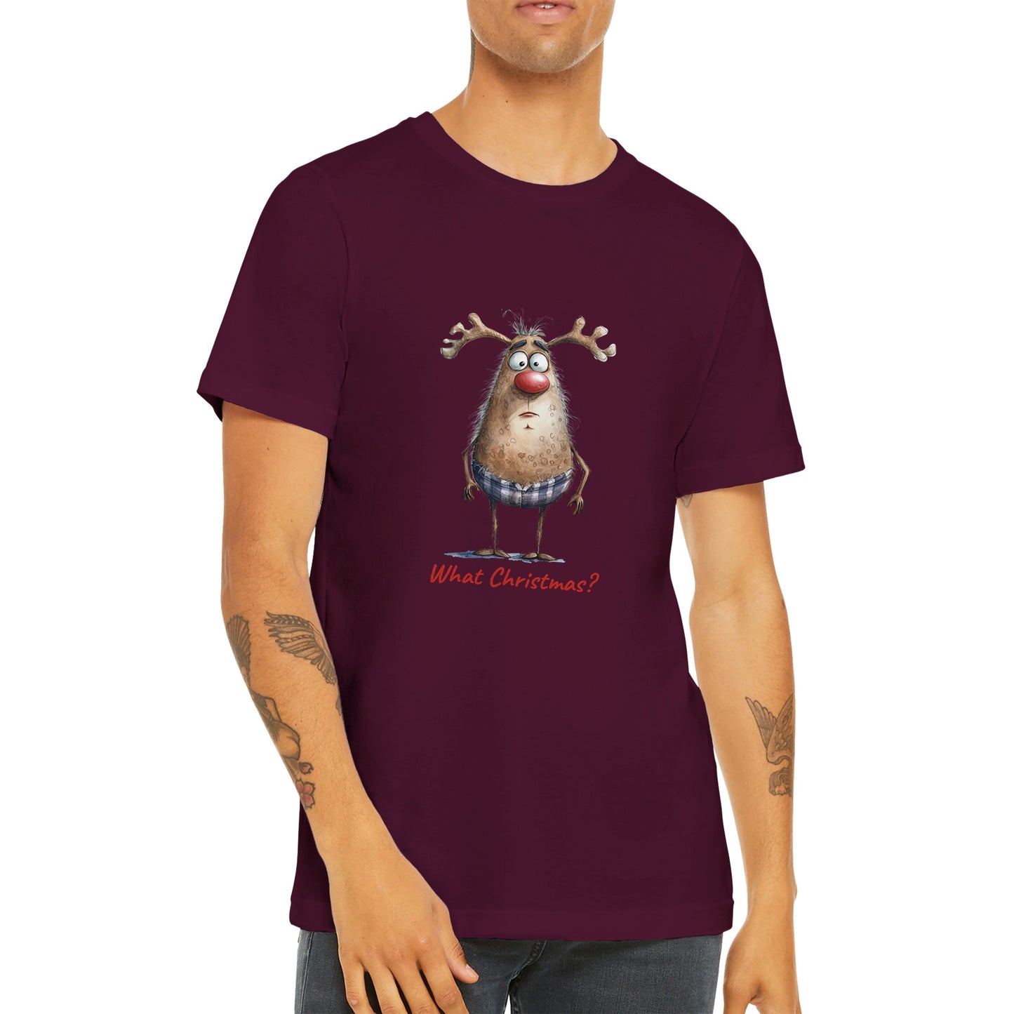 Budget Unisex Crewneck T-shirt/Deer-What-Christmas