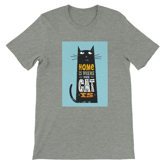 Budget Unisex Crewneck T-shirt/Home-Is-Where-The-Cat-Is