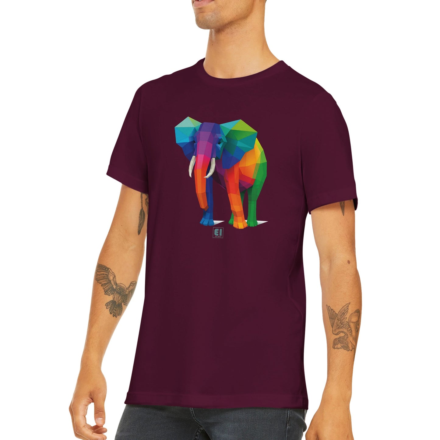 Budget Unisex Crewneck T-shirt/Elephant-Colorful