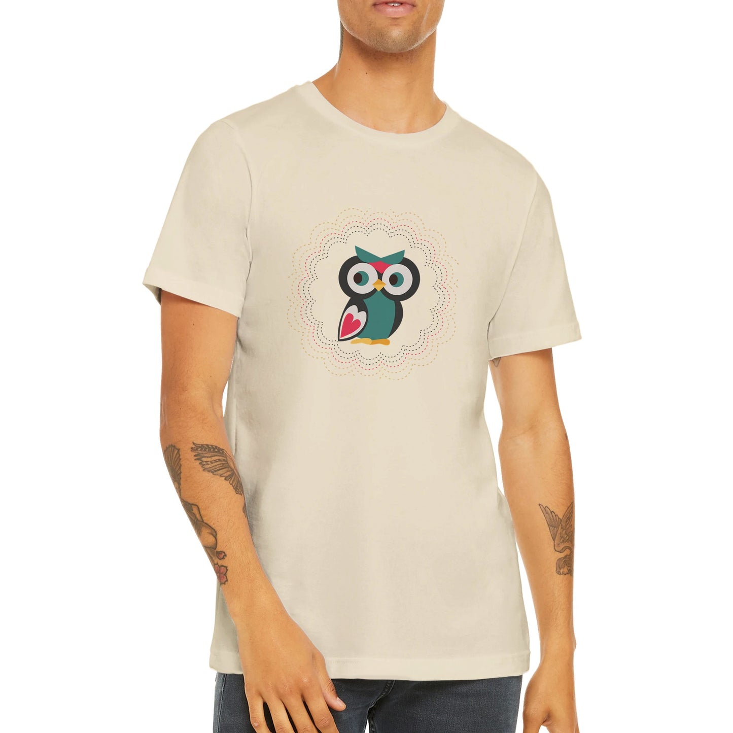 Budget Unisex Crewneck T-shirt/Cute-Colorful-Owl