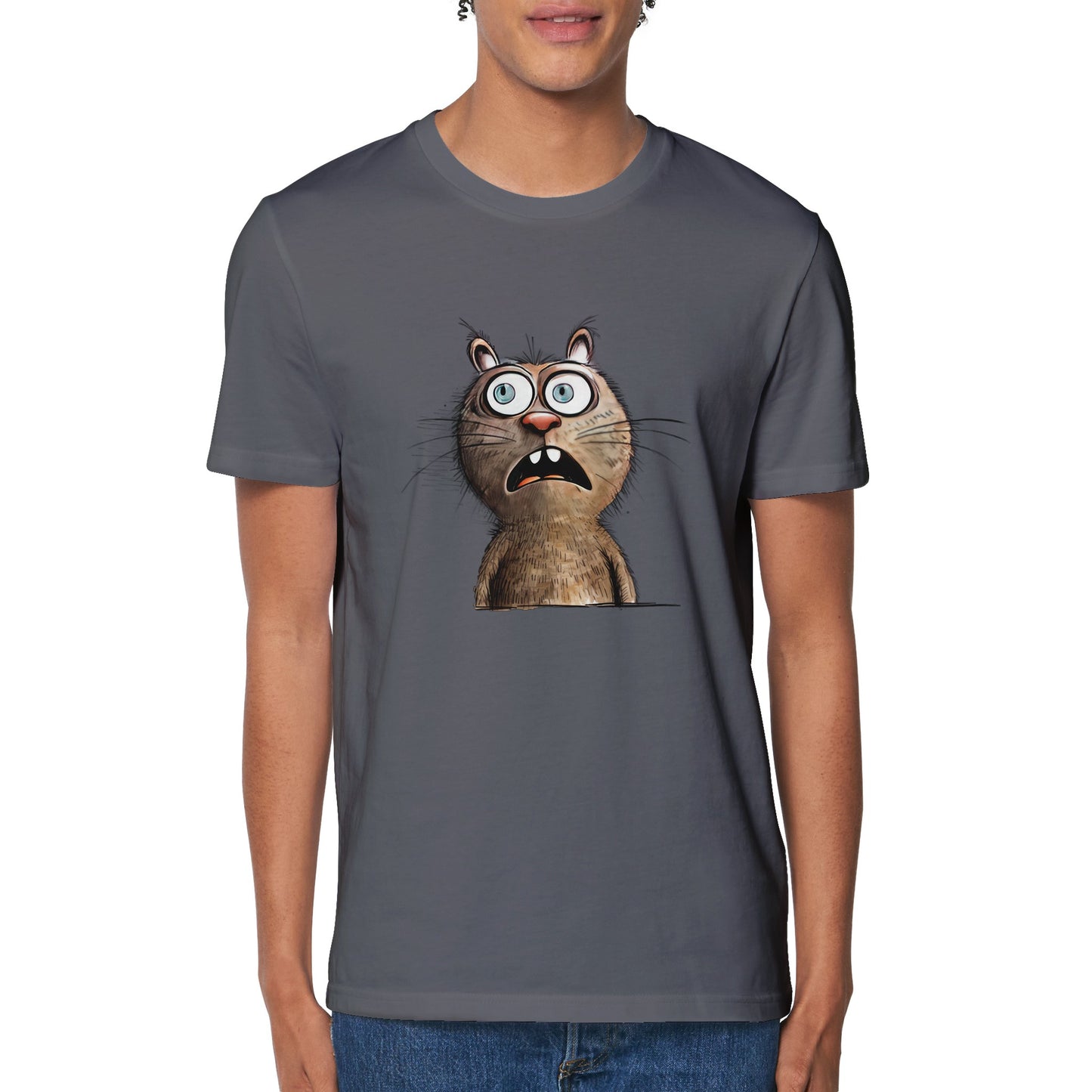 100% Organic Unisex T-shirt/Funny-Cat-Face