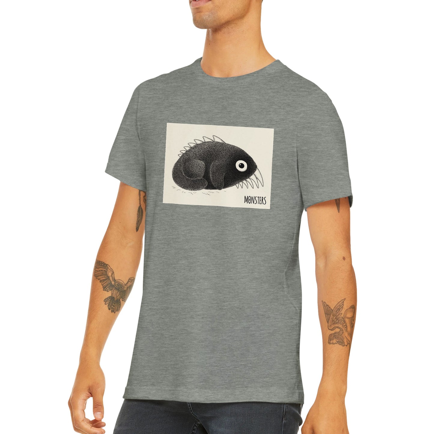 Budget Unisex Crewneck T-shirt/Monster-Fish