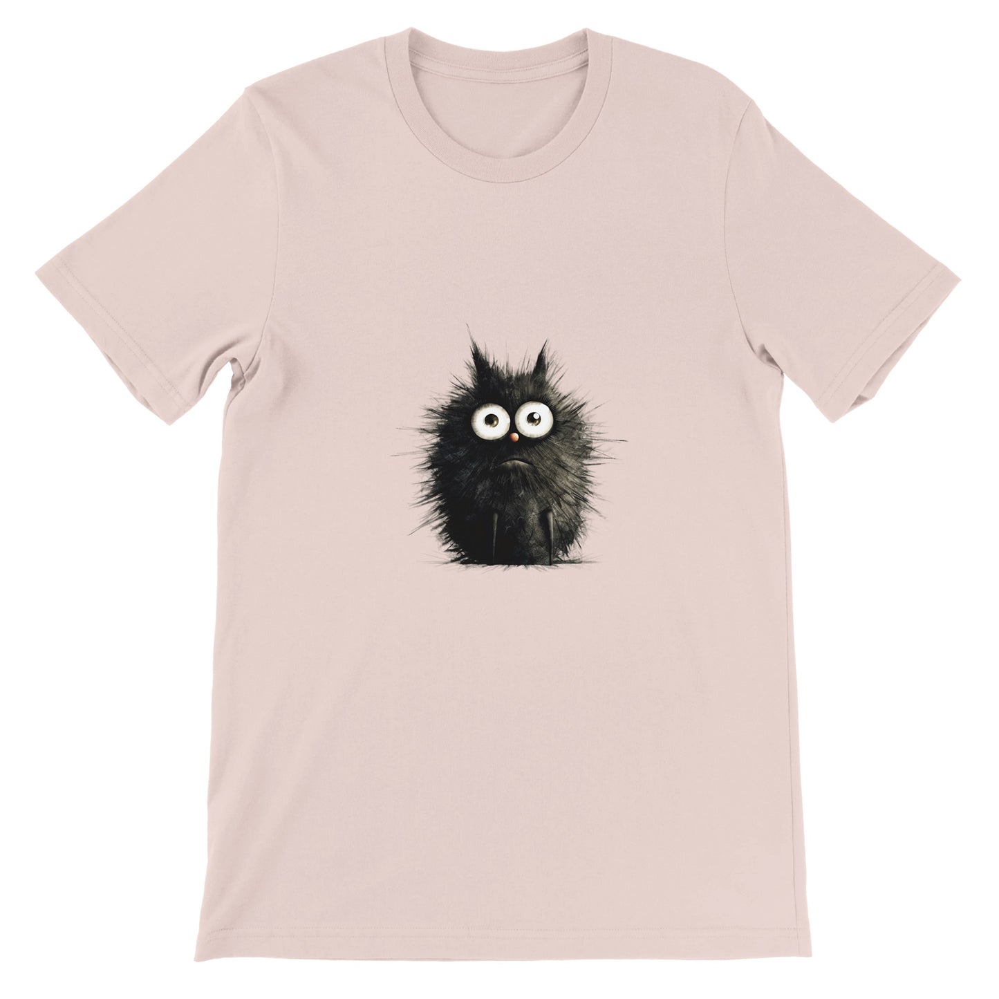 Budget Unisex Crewneck T-shirt/Funny-Hairy-Black-Cat